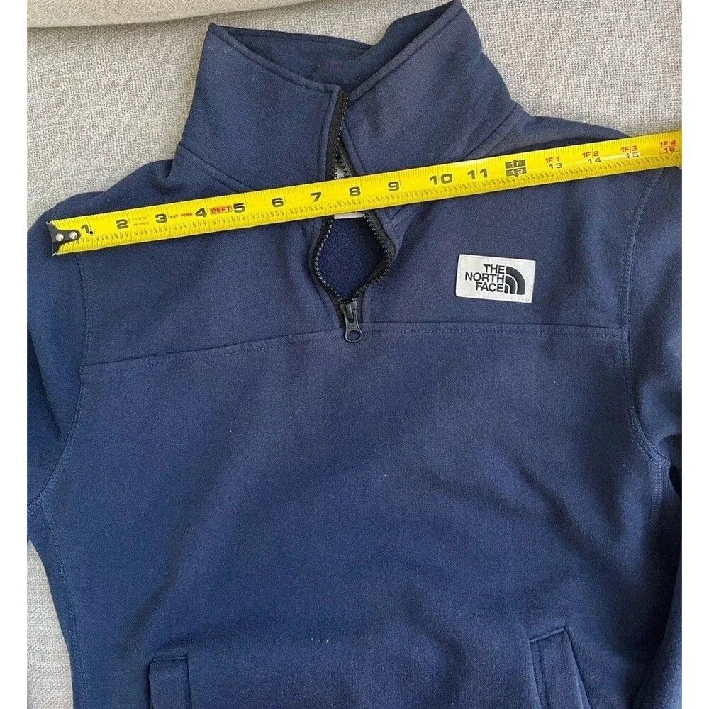 North Face Mens Sweatshirt XS Navy Blue Fleece Lined 1/4 Zip Pullover Outdoor